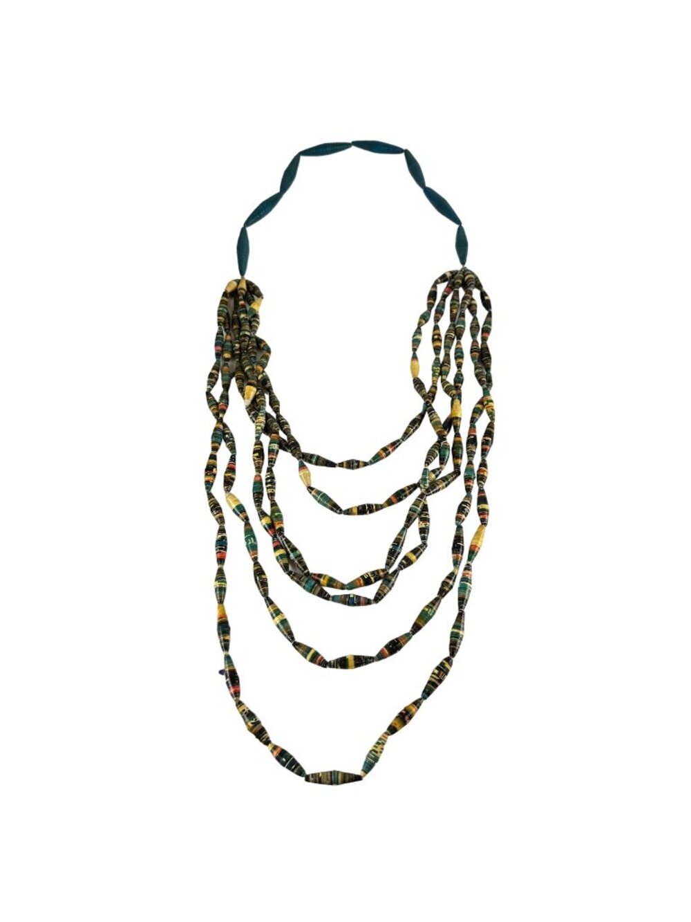 Handmade Multicolor Beaded 27" Necklace 6-Strand Eco-Friendly African-Inspired